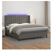 Image de Boxspring met matras en LED kunstleer grijs 160x200 cm3139395