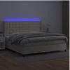 Image de Sommier à lattes de lit matelas LED Crème 200x200 cm Similicuir