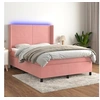 Image de Boxspring met matras en LED fluweel roze 140x190 cm3139444