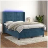 Image de Boxspring met matras en LED fluweel donkerblauw 140x200 cm3139569