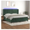 Image de Sommier à Lattes de Lit avec Matelas et LED, Lit Rembourré avec Tête de Lit, Lit Double, Lit Adulte de Chambre, Moderne, Vert Foncé 200x200 cm