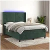 Image de Boxspring met matras en LED fluweel donkergroen 140x190 cm3139622