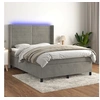 Image de Boxspring met matras en LED fluweel lichtgrijs 140x200 cm3139625