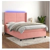 Image de Boxspring met matras en LED fluweel roze 140x200 cm3139630