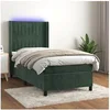 Image de Boxspring met matras en LED fluweel donkergroen 90x190 cm3139658