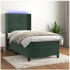 Image de Boxspring met matras en LED fluweel donkergroen 90x200 cm3139664