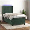 Image de Boxspring met matras en LED fluweel donkergroen 100x200 cm3139670