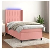 Image de Boxspring met matras en LED fluweel roze 100x200 cm3139672
