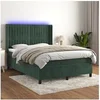 Image de Boxspring met matras en LED fluweel donkergroen 140x190 cm3139682