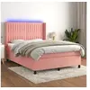 Image de Boxspring met matras en LED fluweel roze 140x190 cm3139684
