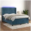 Image de Boxspring met matras en LED fluweel donkerblauw 140x200 cm3139689