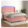 Image de Boxspring met matras en LED fluweel roze 140x200 cm3139690