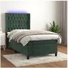 Image de Boxspring met matras en LED fluweel donkergroen 90x190 cm3139718