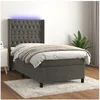 Image de Boxspring met matras en LED fluweel donkergrijs 100x200 cm3139728