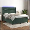 Image de Boxspring met matras en LED fluweel donkergroen 140x190 cm3139742