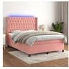 Image de Boxspring met matras en LED fluweel roze 140x190 cm3139744