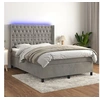 Image de Boxspring met matras en LED fluweel lichtgrijs 140x200 cm3139745