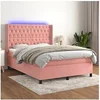 Image de Boxspring met matras en LED fluweel roze 140x200 cm3139750