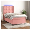 Image de Boxspring met matras en LED fluweel roze 90x200 cm3139786