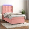 Image de Boxspring met matras en LED fluweel roze 100x200 cm3139792
