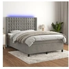 Image de Boxspring met matras en LED fluweel lichtgrijs 140x200 cm3139805