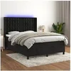 Image de Boxspring met matras en LED fluweel zwart 140x200 cm3139807