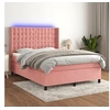 Image de Boxspring met matras en LED fluweel roze 140x200 cm3139810