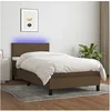 Image de Boxspring met matras en LED stof donkerbruin 90x190 cm3132960