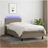 Image de Boxspring met matras en LED stof taupe 90x190 cm3132961