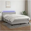 Image de Boxspring met matras en LED stof lichtgrijs 140x200 cm3132997