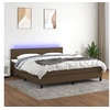 Image de Boxspring met matras en LED stof donkerbruin 180x200 cm3133016