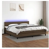 Image de Boxspring met matras en LED stof donkerbruin 200x200 cm3133024