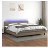 Image de Boxspring met matras en LED stof taupe 200x200 cm3133025