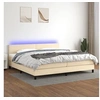 Image de Boxspring met matras en LED stof cràmekleurig 200x200 cm3133026