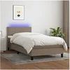 Image de Boxspring met matras en LED stof taupe 90x190 cm3133041