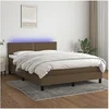 Image de Boxspring met matras en LED stof donkerbruin 140x190 cm3133072