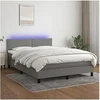 Image de Boxspring met matras en LED stof donkergrijs 140x200 cm3133078