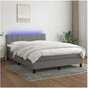 Image de Boxspring met matras en LED stof donkergrijs 140x200 cm3133158