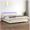 Image de Boxspring met matras en LED stof cràmekleurig 200x200 cm3133186