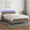 Image de Boxspring met matras en LED stof taupe 140x200 cm3133241