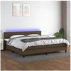 Image de Boxspring met matras en LED stof donkerbruin 200x200 cm3133264