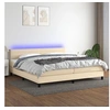 Image de Boxspring met matras en LED stof cràmekleurig 200x200 cm3133266