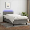 Image de Boxspring met matras en LED stof donkergrijs 80x200 cm3133270