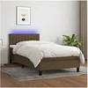 Image de Boxspring met matras en LED stof donkerbruin 80x200 cm3133272
