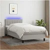 Image de Boxspring met matras en LED stof lichtgrijs 90x200 cm3133285