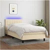 Image de Boxspring met matras en LED stof cràmekleurig 80x200 cm3133290