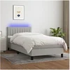Image de Boxspring met matras en LED stof lichtgrijs 100x200 cm3133293