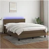 Image de Boxspring met matras en LED stof donkerbruin 140x200 cm3133320