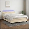 Image de Boxspring met matras en LED stof cràmekleurig 140x190 cm3133394