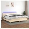 Image de Boxspring met matras en LED stof cràmekleurig 200x200 cm3133586